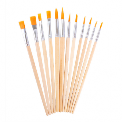 Wood oil brush drawing board set 12 nylon hair row pen acrylic paint brush hand-painted wall painting brush